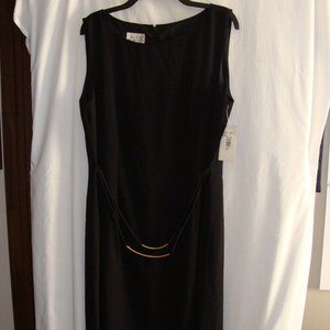 VINTAGE 90s Black Sleeveless Faux Belted SHEATH DRESS Sz 16 by DAVID WARREN